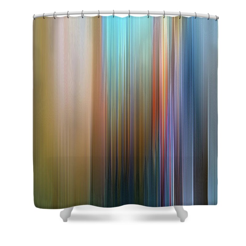 Abstract Shower Curtain featuring the digital art Stria Mediterranean by Gina Harrison