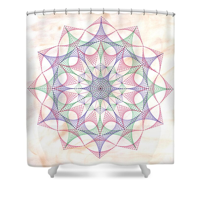 Geometry Shower Curtain featuring the drawing Strike 4 by Bev Donohoe
