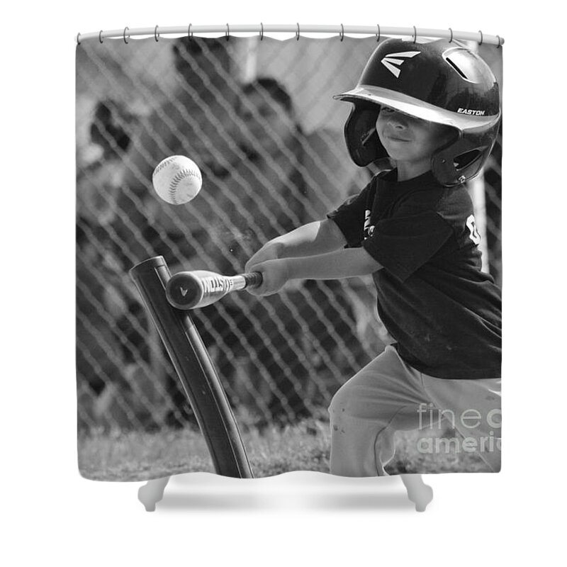 Baseball Shower Curtain featuring the photograph Strike Tee by Leah McPhail