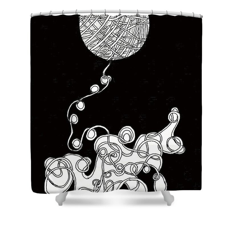 Energy Shower Curtain featuring the drawing String Energy 1 by Quwatha Valentine