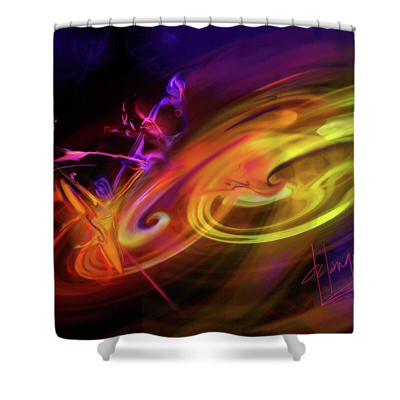 Strings Shower Curtain featuring the painting String Theory by DC Langer