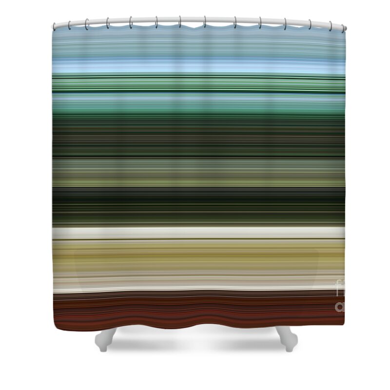 Rothko Shower Curtain featuring the digital art Strings and Frets by Alex Caminker