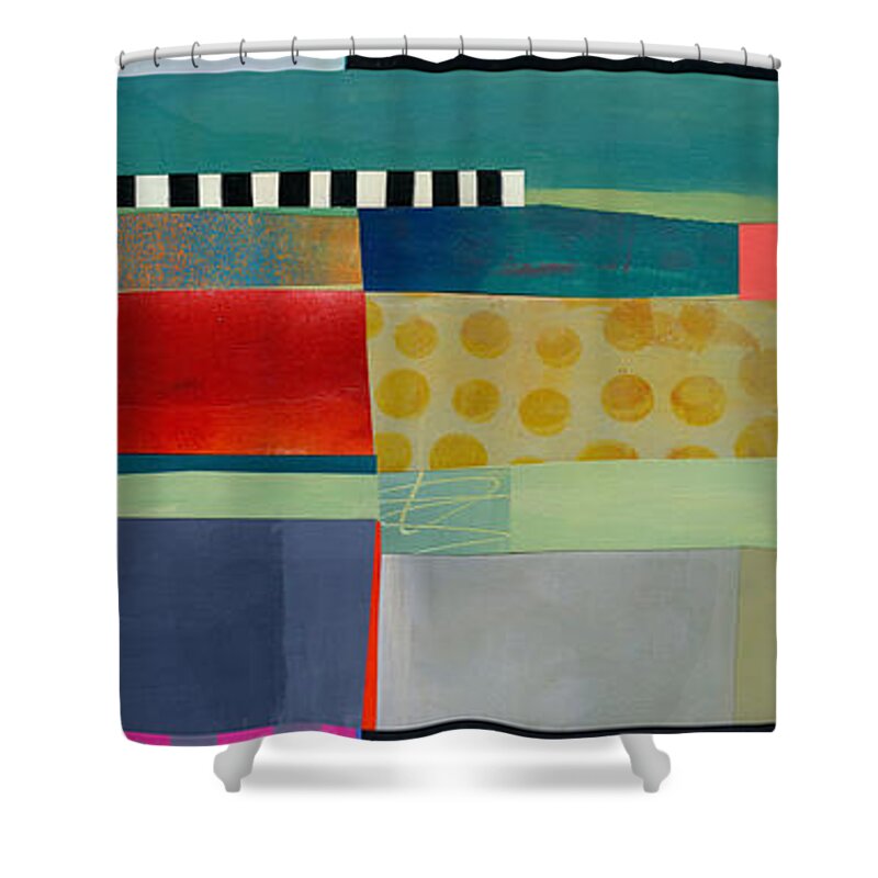 Abstract Art Shower Curtain featuring the painting Stripe Assemblage 2 by Jane Davies