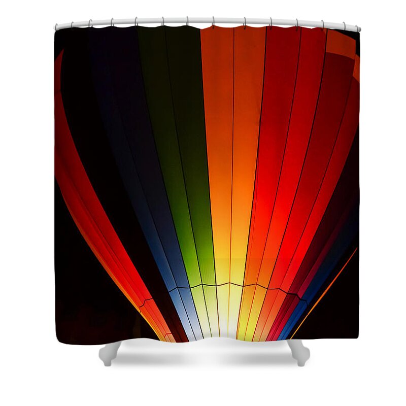 Hot Air Balloon Shower Curtain featuring the photograph Striped Hot Air Balloon by Jennifer White