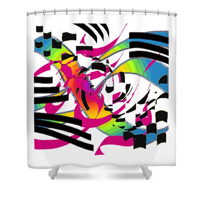 Stripes Shower Curtain featuring the digital art Stripes and Color by Adria Trail