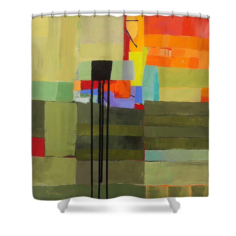 Abstract Art Shower Curtain featuring the painting Stripes and Dips 1 by Jane Davies