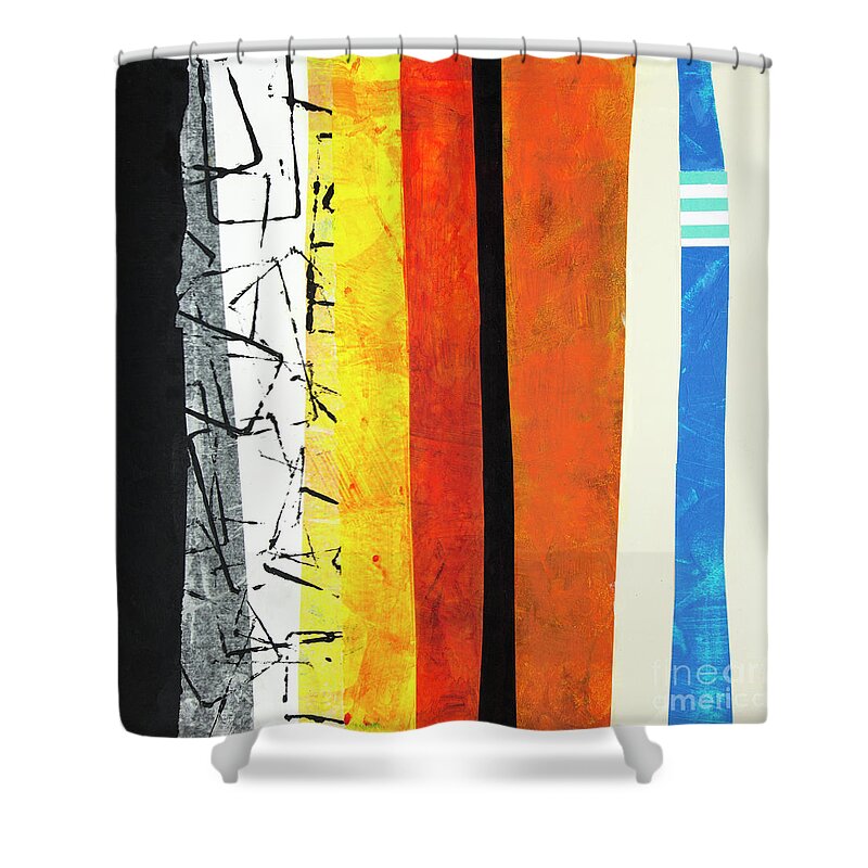Stripes Shower Curtain featuring the mixed media Stripes by Elena Nosyreva