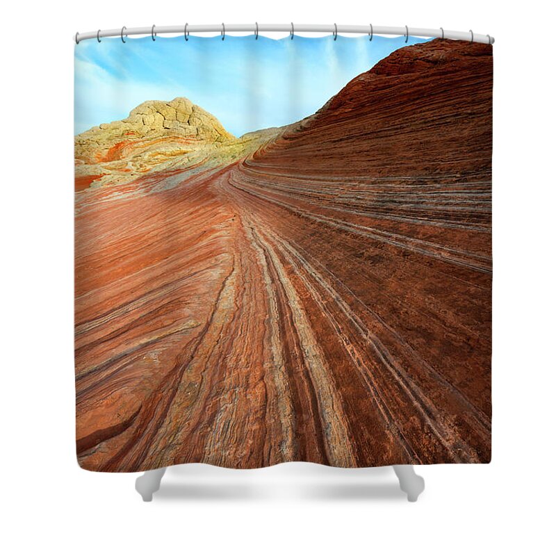 White Pocket Shower Curtain featuring the photograph Stripes by Michael Dawson