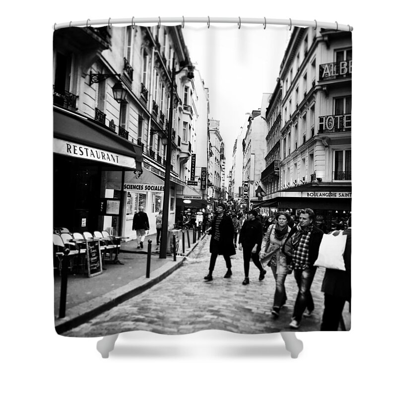 Paris Shower Curtain featuring the photograph Strolling the Streets of Paris by Nancy Ann Healy