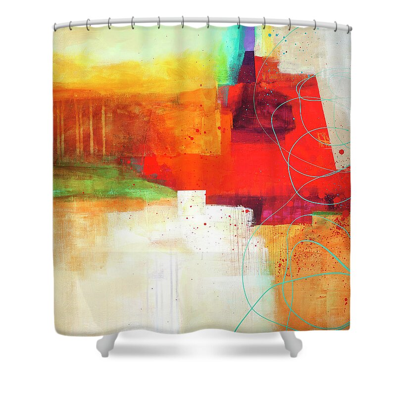Abstract Art Shower Curtain featuring the painting Caught in the Headlights by Jane Davies