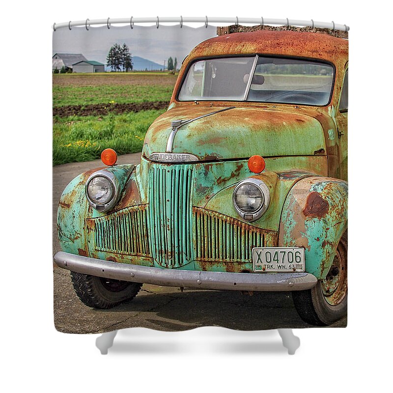 Studebaker Pickup Truck Shower Curtain featuring the photograph Studebaker '47 M-5 Coupe Express by Gary Karlsen
