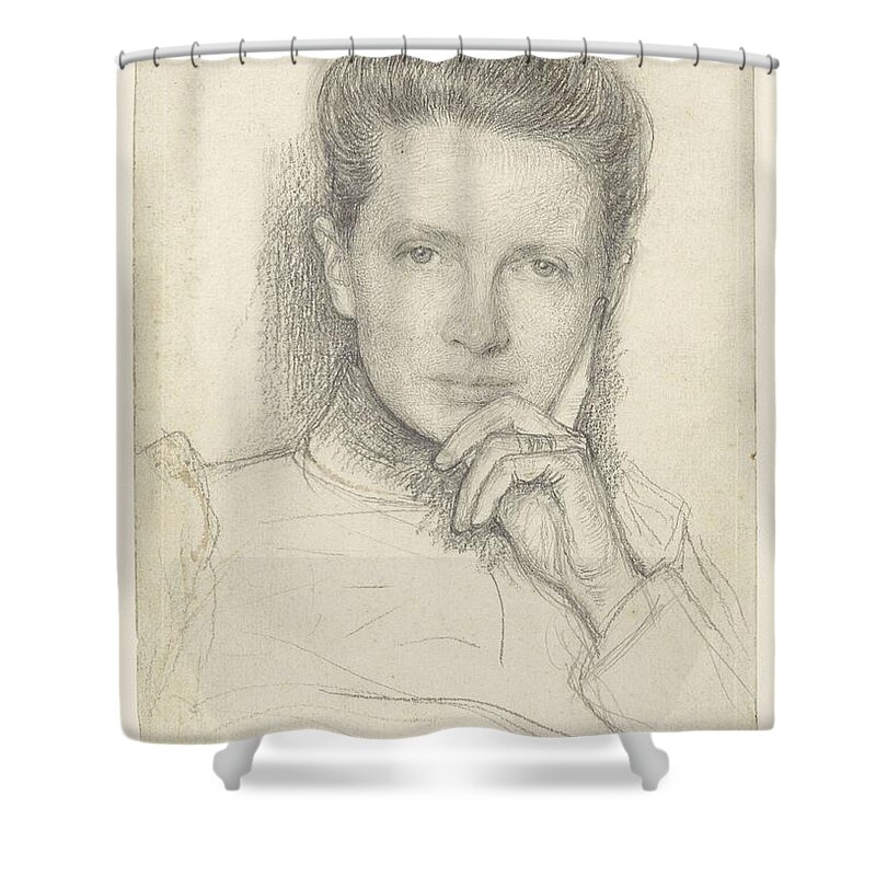 Man Shower Curtain featuring the painting Study for the portrait of Mrs. KC Boxman-Winkler, Jan Veth, 1874 - 1925 by Jan Veth