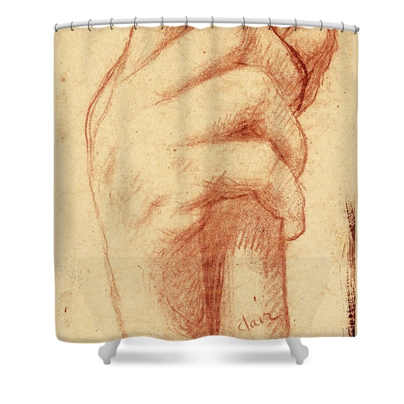 Jean-auguste-dominique Ingres Shower Curtain featuring the drawing Study for the right hand of Jupiter by Jean-Auguste-Dominique Ingres