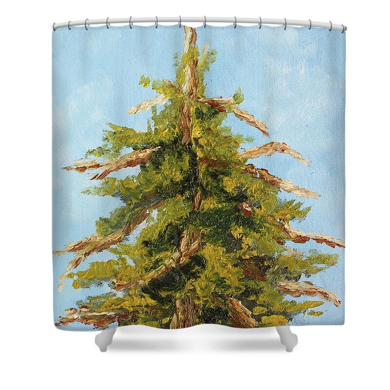 Oil Painting Shower Curtain featuring the painting Study of a Tree by Theresa Cangelosi