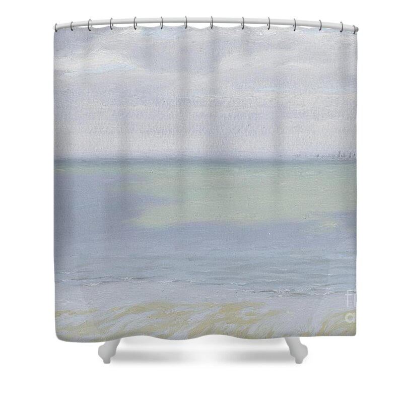 Herbert Dalziel (london 1853 - 1941) Shower Curtain featuring the painting Study of Sea and Sky by MotionAge Designs