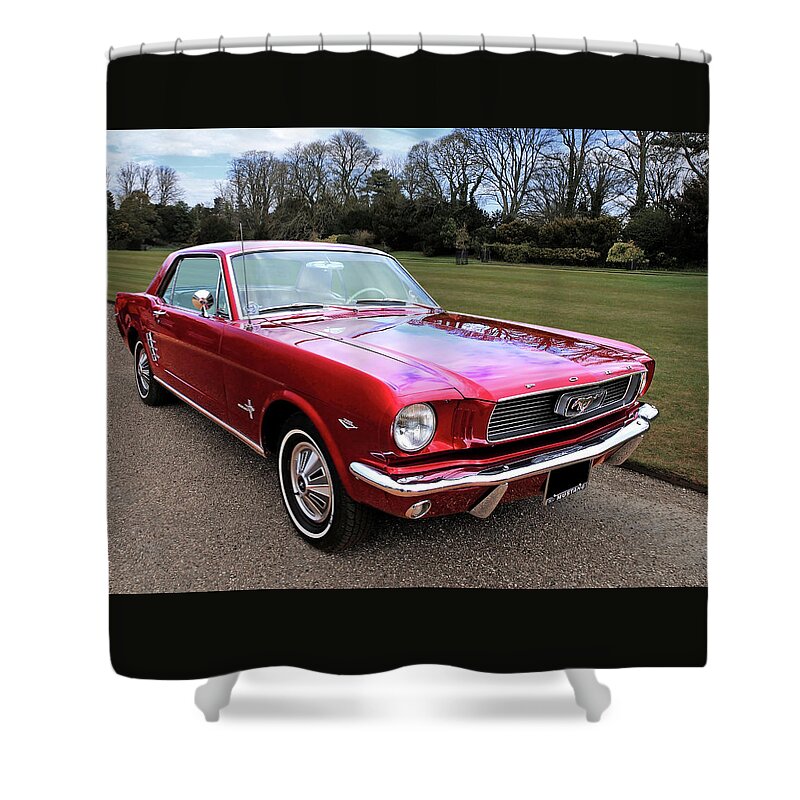 Ford Mustang Shower Curtain featuring the photograph Stunning 1966 Metallic Red Mustang by Gill Billington