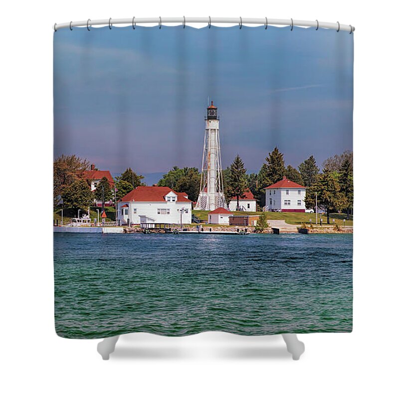 Lighthouse Shower Curtain featuring the photograph Sturgeon Bay Ship Canal Light Tower by Susan Rissi Tregoning