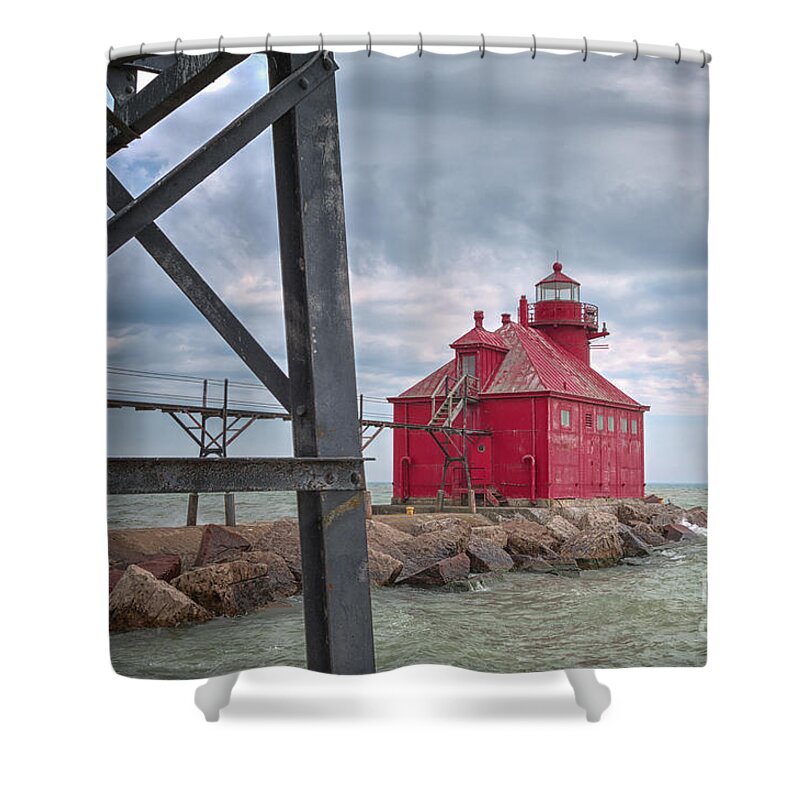 Lighthouse Shower Curtain featuring the photograph Sturgeon Bay Ship Canal North Pierhead Lighthouse 2 by Margie Hurwich