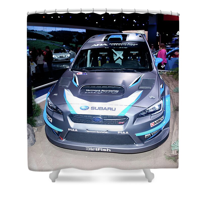 Subaru Shower Curtain featuring the photograph Subaru Race Car by Rich S