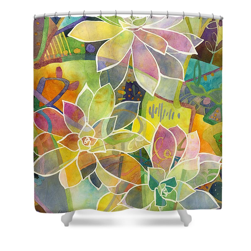 Succulent Shower Curtain featuring the painting Succulent Mirage 1 by Hailey E Herrera