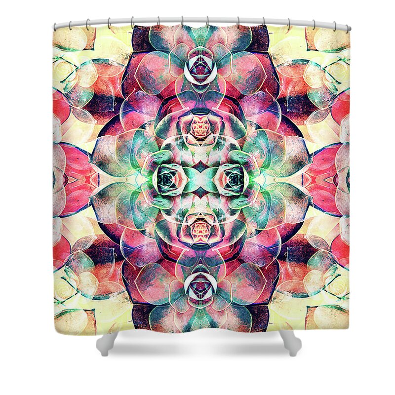 Succulents Shower Curtain featuring the digital art Succulents Abstract by Phil Perkins