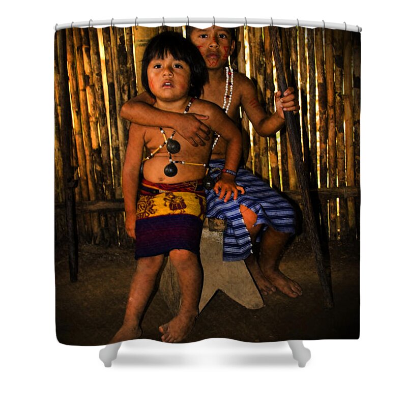 Boy Shower Curtain featuring the photograph Sucua Kids 901 by Al Bourassa