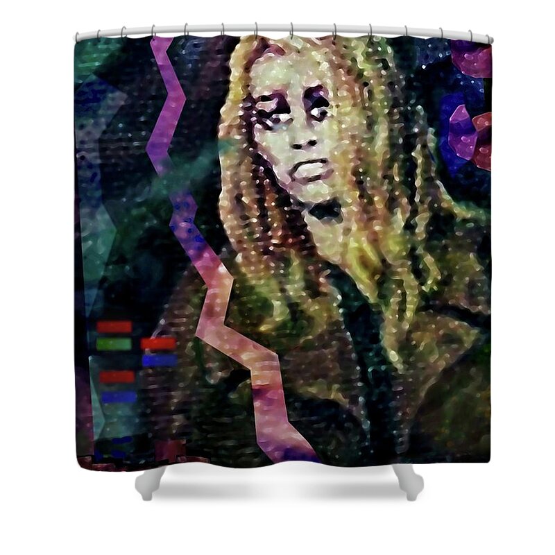 Woman Shower Curtain featuring the painting Suffering . . . by Hartmut Jager