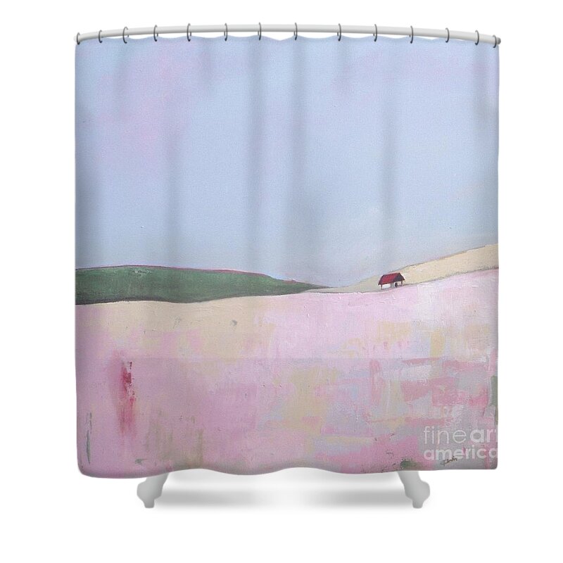 Abstract Landscape Shower Curtain featuring the painting Sugar Paradise by Vesna Antic
