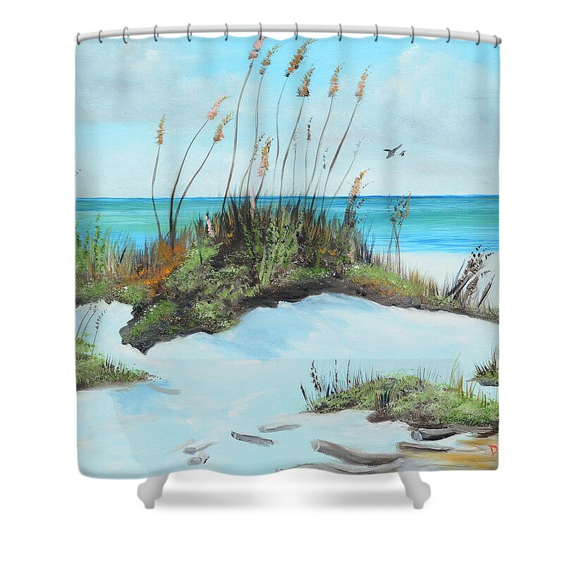 Sugar White Beach Shower Curtain featuring the painting Sugar White Beach by Lloyd Dobson
