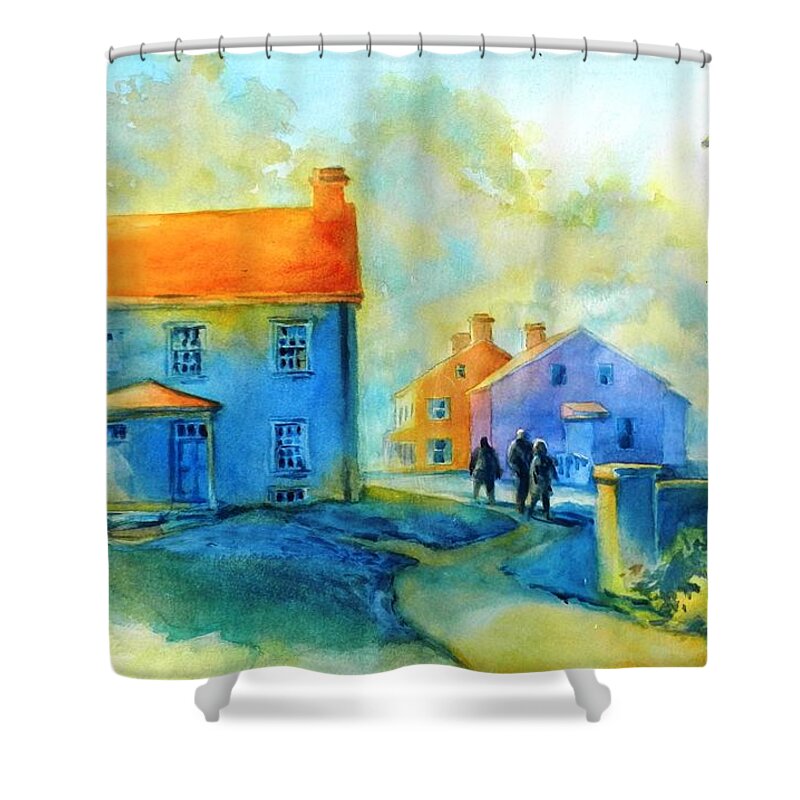 Watercolor Shower Curtain featuring the painting Sugartown Shadows No 2 by Virgil Carter