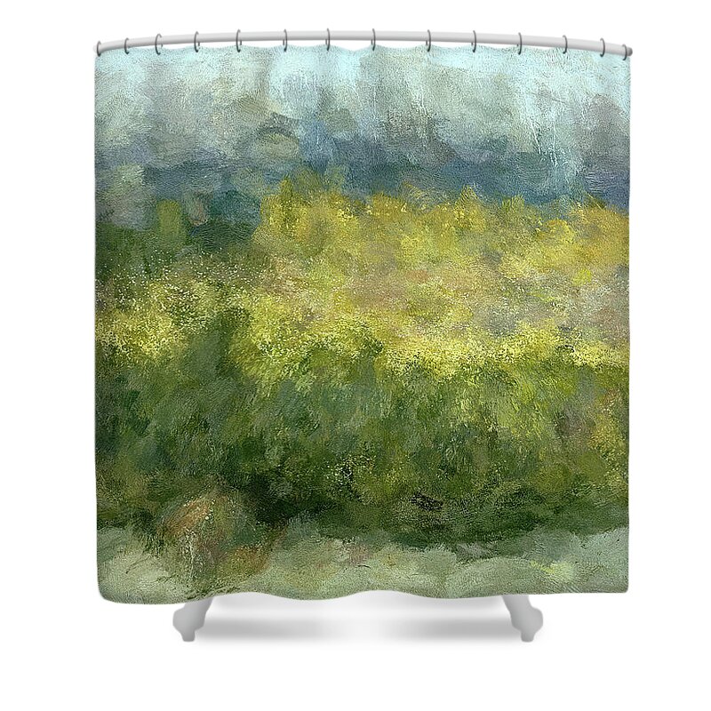 Abstract Shower Curtain featuring the digital art Suggestion by Matt Cegelis