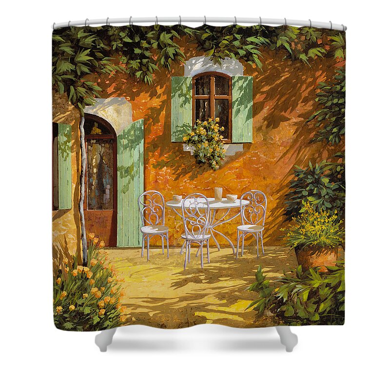 Quiete Shower Curtain featuring the painting Sul Patio by Guido Borelli
