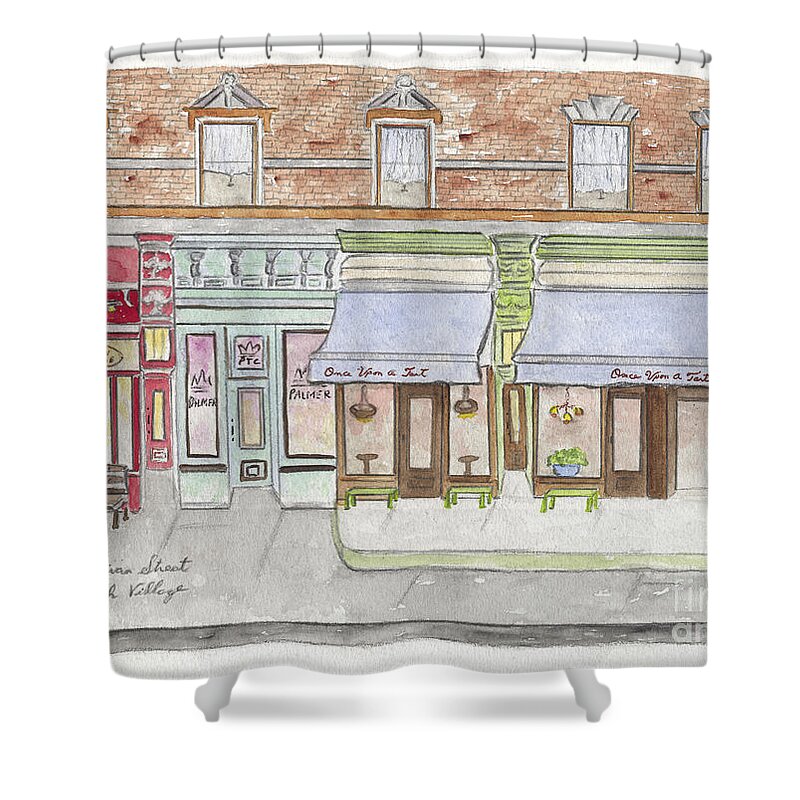 Sullivan Street Shower Curtain featuring the painting Sullivan Street in Soho by AFineLyne
