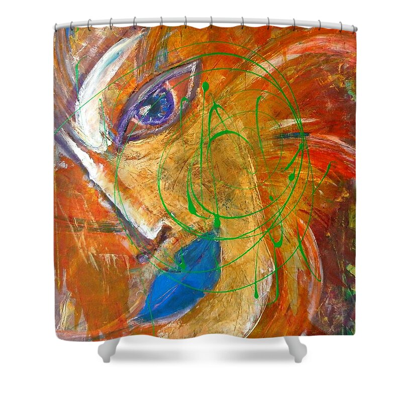 Portrait Shower Curtain featuring the painting Sumerian by Inessa Guterman