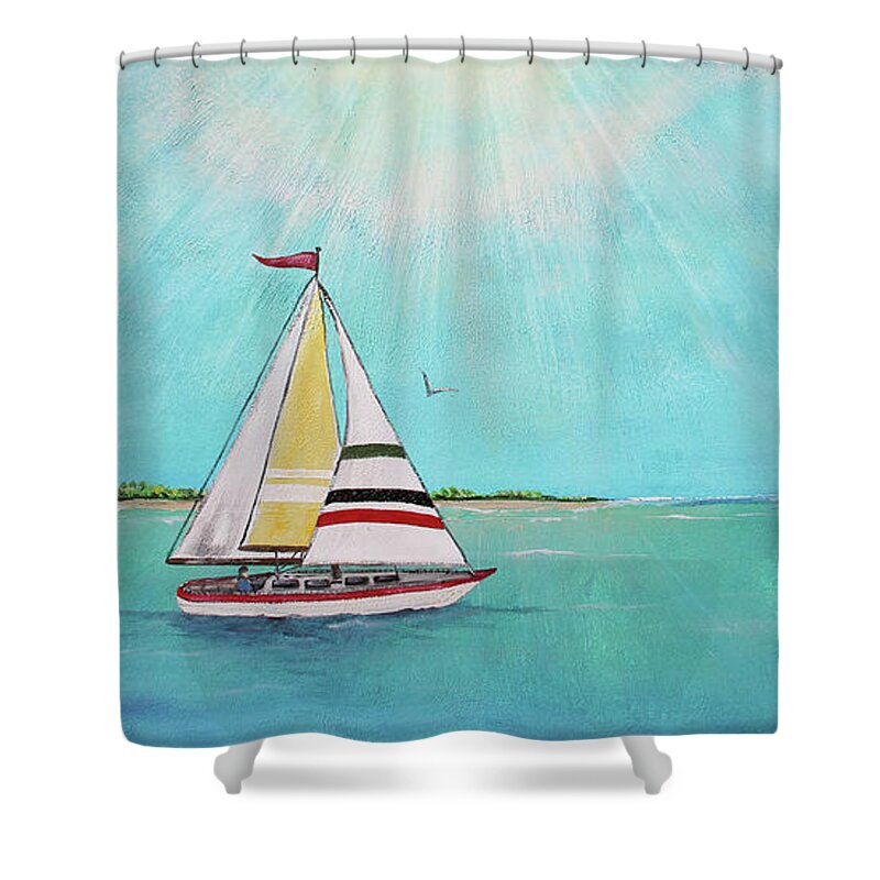 Summer Shower Curtain featuring the painting Summer Breeze-B by Jean Plout