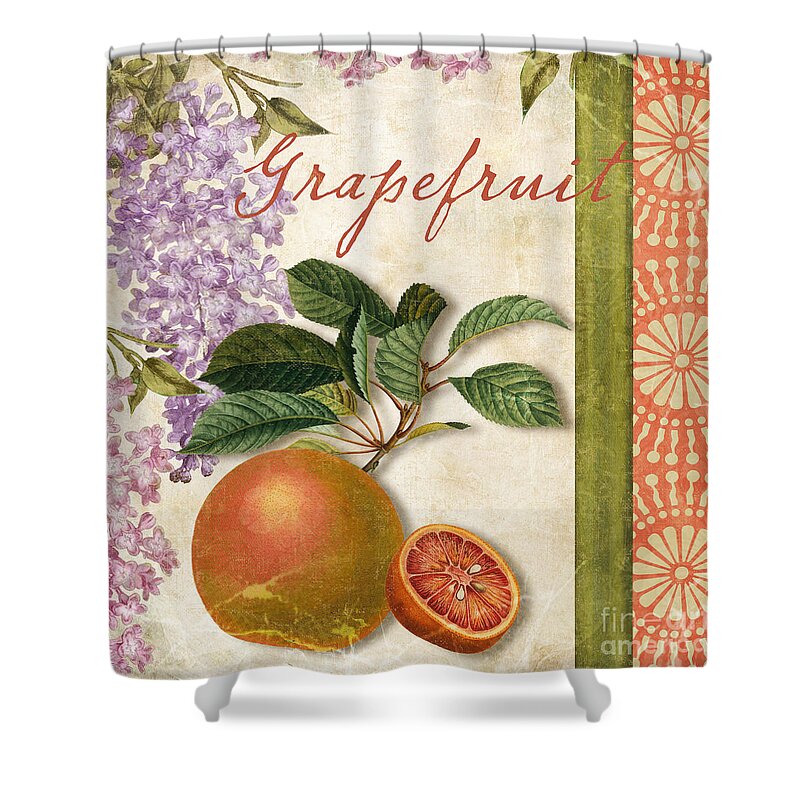 Citrus Shower Curtain featuring the painting Summer Citrus Grapefruit by Mindy Sommers