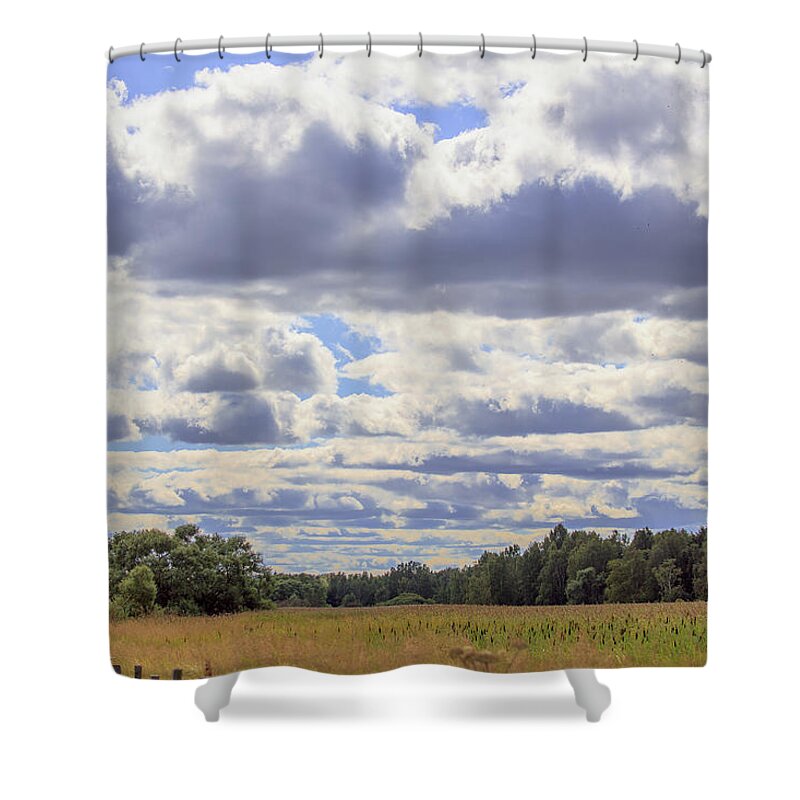 Cloud Shower Curtain featuring the photograph Summer clouds. by Leif Sohlman