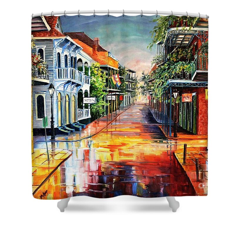 New Orleans Shower Curtain featuring the painting Summer Day on Royal Street by Diane Millsap