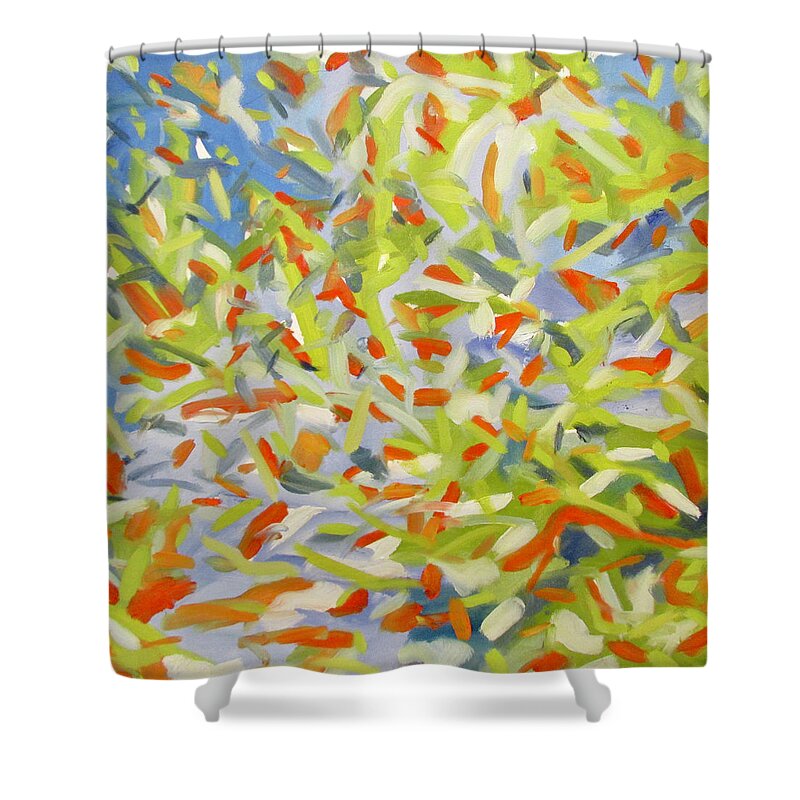 Green Shower Curtain featuring the painting Summer Day by Steven Miller