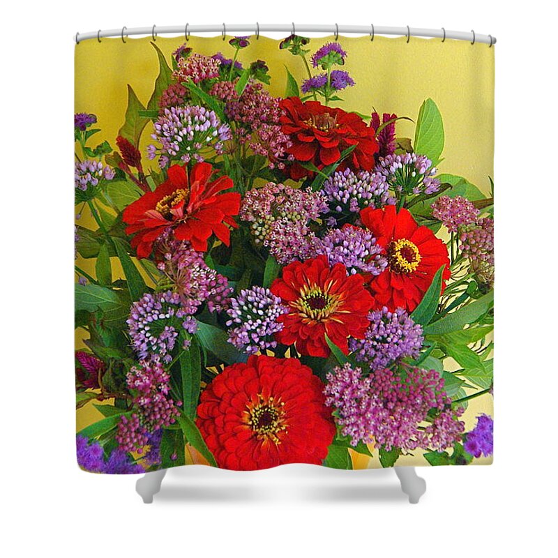 Still Life Shower Curtain featuring the photograph Summer Flower Bouquet by Byron Varvarigos