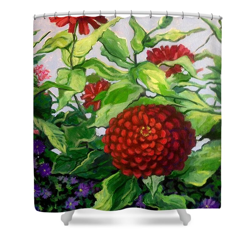 Flowers. Floral Shower Curtain featuring the painting Summer Flowers 3 by Jeanette Jarmon