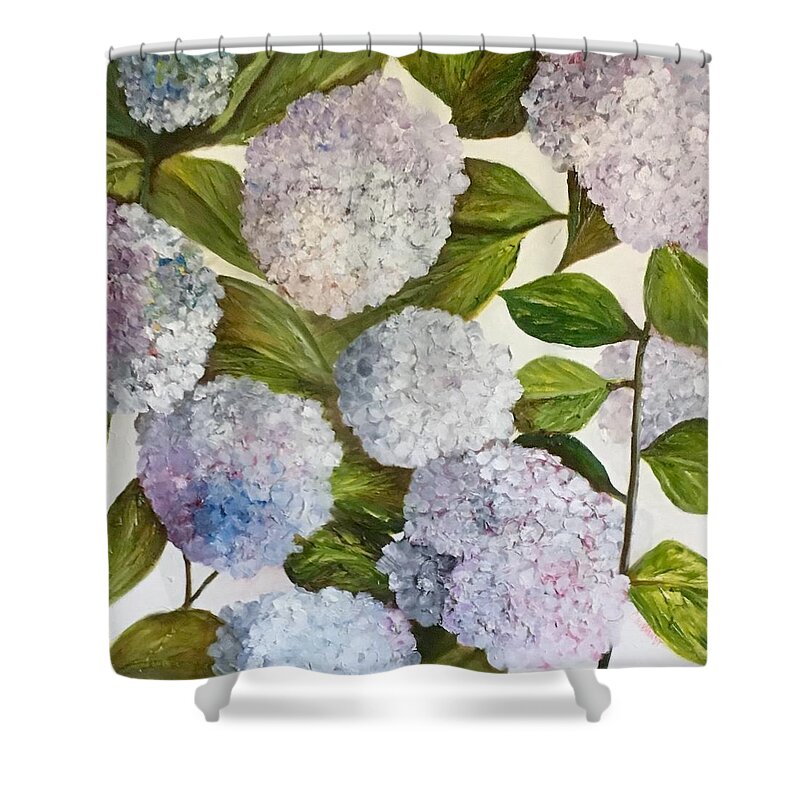 Still Life Shower Curtain featuring the painting Summer Hydrangeas by Chuck Gebhardt