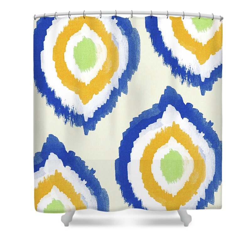 Blue Shower Curtain featuring the painting Summer Ikat- Art by Linda Woods by Linda Woods
