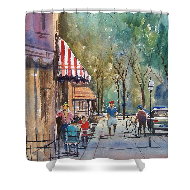 Street Scene Shower Curtain featuring the painting Summer in Cedarburg by Ryan Radke