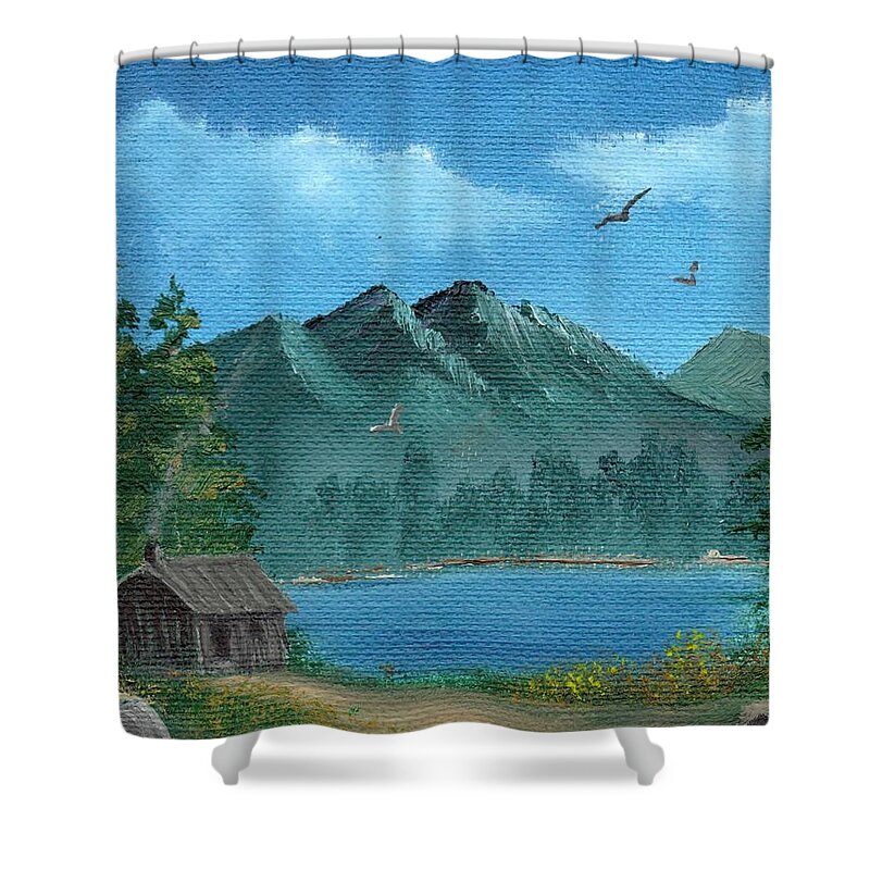 Landscape Shower Curtain featuring the painting Summer in the Mountains by Sheri Keith