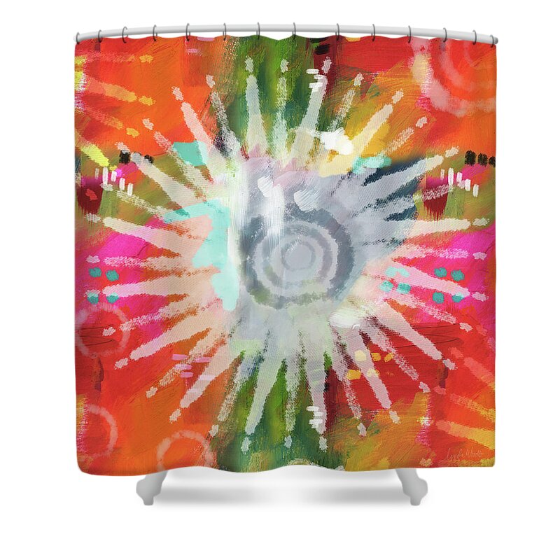 Groovy Shower Curtain featuring the mixed media Summer Of Love- Art by Linda Woods by Linda Woods