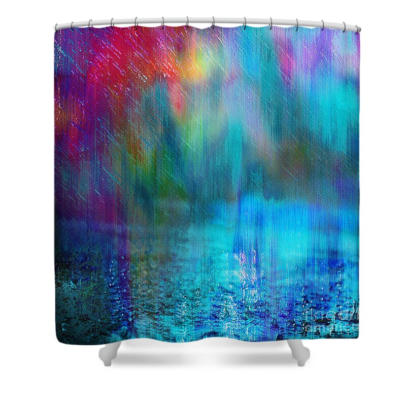 Abstract Shower Curtain featuring the digital art Summer Rain by Klara Acel