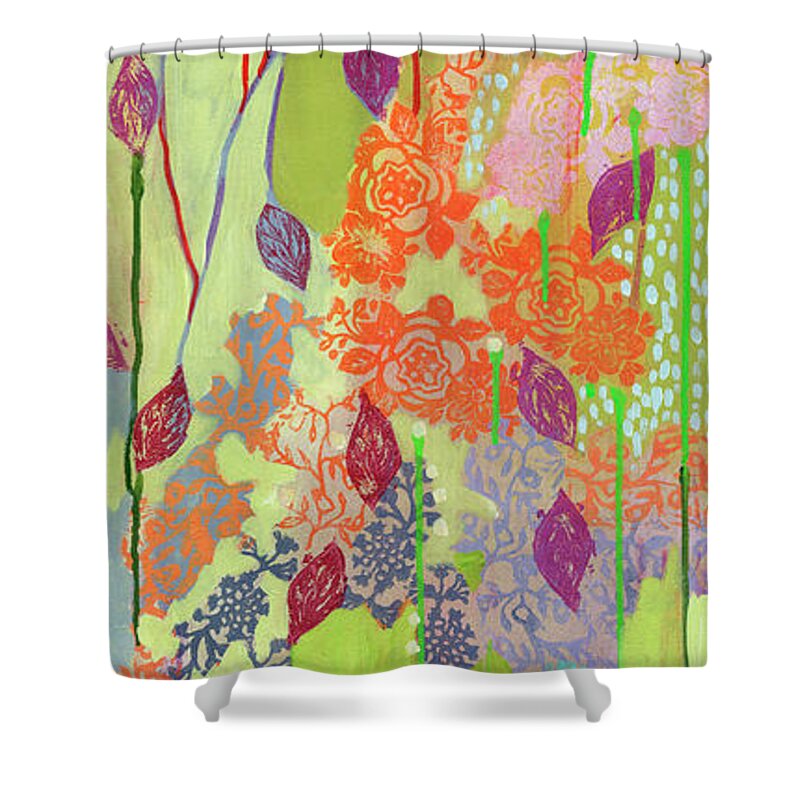 Leaf Shower Curtain featuring the painting Summer Rain Part 1 by Jennifer Lommers