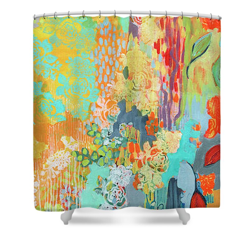 Abstract Shower Curtain featuring the painting Summer Rain Part 3 by Jennifer Lommers