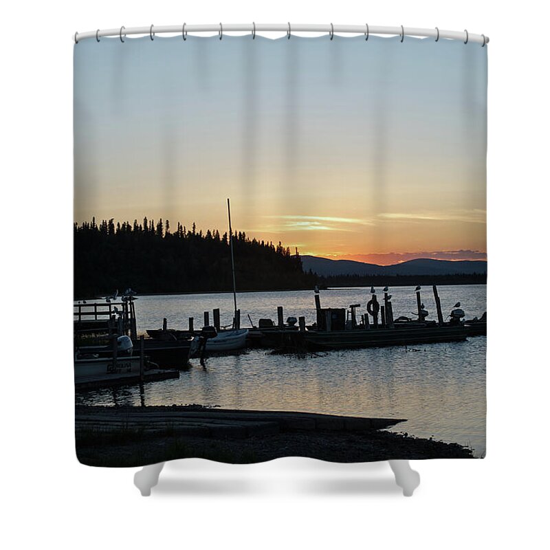Summer Shower Curtain featuring the photograph Summer Solstice Sunset by Cathy Mahnke